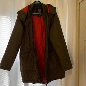 Vince Camuto olive green puff trench coat